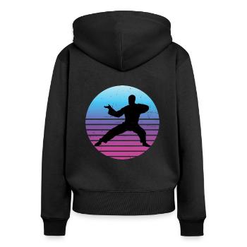 Wushu Arts Martiaux Hommes Kung Fu Kungfu - Sweat à capuche zippé Premium bio Femme - noir - Dos - Julia (174cm)