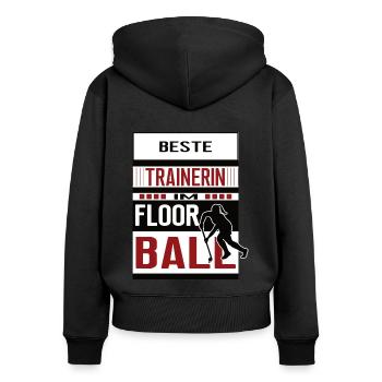 Floorball Trainerin beste Floorballtrainerin Frau - Frauen Premium Bio Zip Hoodie - Schwarz - Hinten - Julia (174cm)