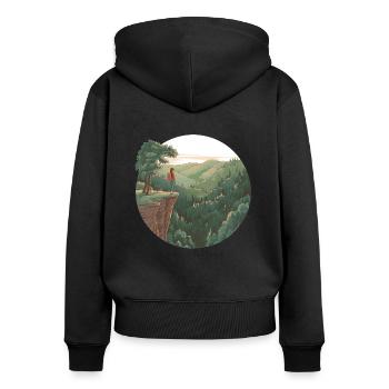 Wander Far, Heal Deeply – Hiking & Nature - Women's Premium Organic Zip Hoodie - black - Back - Julia (174cm)