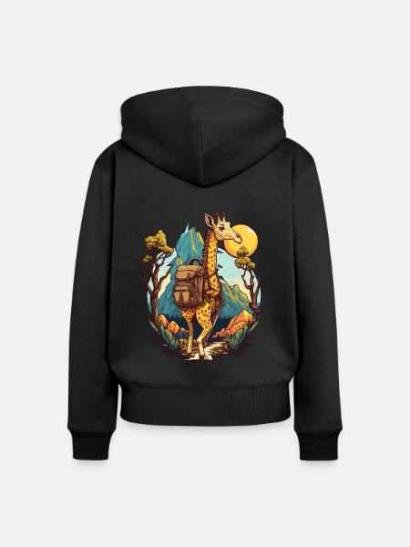Giraffen-Trekker - Frauen Premium Bio Zip Hoodie - Schwarz