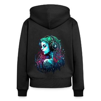 Mermaid, DJ, Path of Water, Beautiful Woman - Women's Premium Organic Zip Hoodie - black - Back - Julia (174cm)