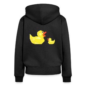 Duck mother with child chicks young gift duck - Women's Premium Organic Zip Hoodie - black - Back - Julia (174cm)