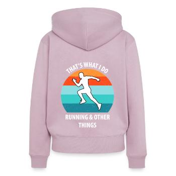 Joggen - Frauen Premium Bio Zip Hoodie - Altrosa - Hinten - Julia (174cm)
