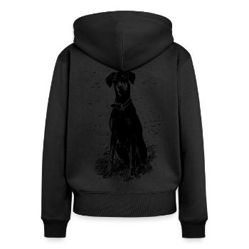 Dobermann Hunde - Frauen Premium Bio Zip Hoodie - Schwarz - Hinten - Julia (174cm)