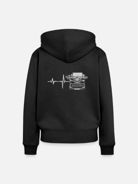 Geschenk Heartbeat Schreibmaschine - Frauen Premium Bio Zip Hoodie - Schwarz