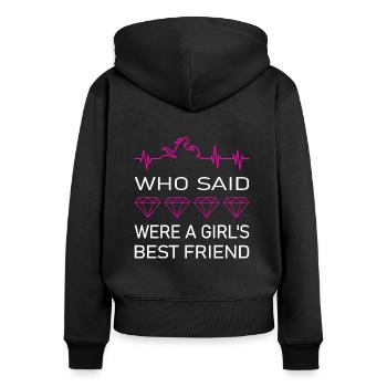 Motorradfahrerin best friend bike not diamonds - Frauen Premium Bio Zip Hoodie - Schwarz - Hinten - Julia (174cm)