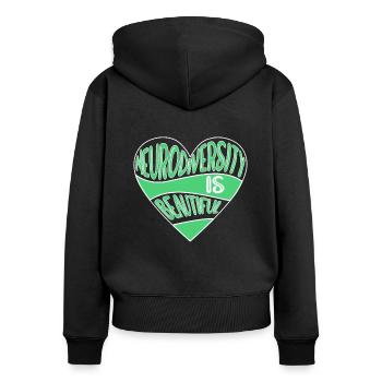Neurodiversität Autimsus ADHD Legasthenie - Frauen Premium Bio Zip Hoodie - Schwarz - Hinten - Julia (174cm)