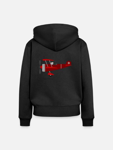 Flugzeug rot - Frauen Premium Bio Zip Hoodie - Schwarz