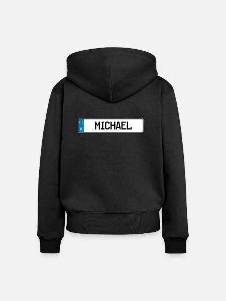 Michadel Namensschild Geschenk - Frauen Premium Bio Zip Hoodie - Schwarz