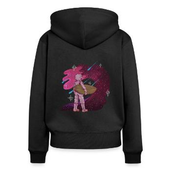 ASTRONAUTE SPACE SURFER SURF SURF MOTIF - Sweat à capuche zippé Premium bio Femme - noir - Dos - Julia (174cm)