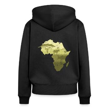SÜDAFRIKA SÜDEN TIERE NATUR FARBEN AFRIKA MOTIV - Frauen Premium Bio Zip Hoodie - Schwarz - Hinten - Julia (174cm)