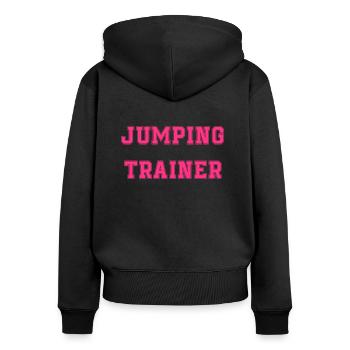 jumping trampoline girl jumping jump gift - Women's Premium Organic Zip Hoodie - black - Back - Julia (174cm)