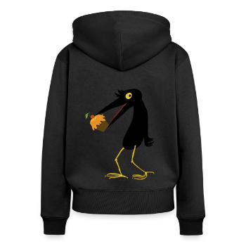 Kuchenvogel - Frauen Premium Bio Zip Hoodie - Schwarz - Hinten - Julia (174cm)