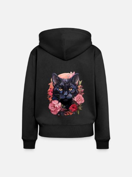 Panther - Frauen Premium Bio Zip Hoodie - Schwarz