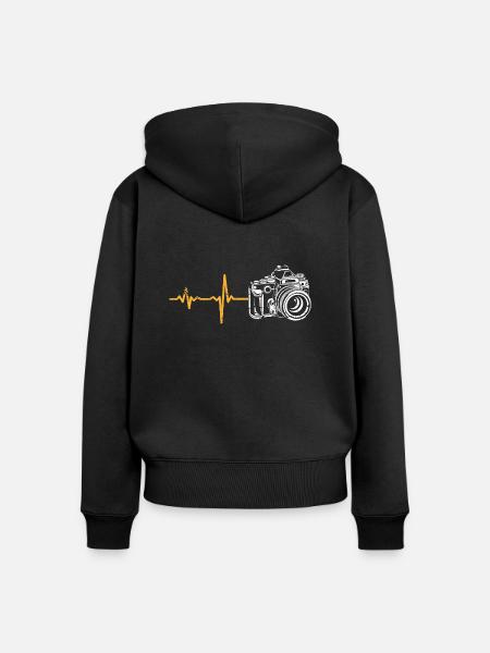 Geschenk Heartbeat Fotograf - Frauen Premium Bio Zip Hoodie - Schwarz