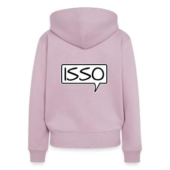 Speech bubble "Isso" Agree Affirm - Women's Premium Organic Zip Hoodie - dusky pink - Back - Julia (174cm)