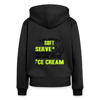 Tennis - Frauen Premium Bio Zip Hoodie - Schwarz - Hinten - Julia (174cm)