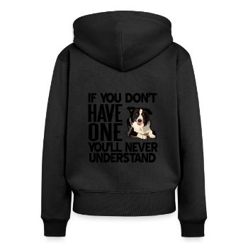 Border Collie - Sweat à capuche zippé Premium bio Femme - noir - Dos - Julia (174cm)