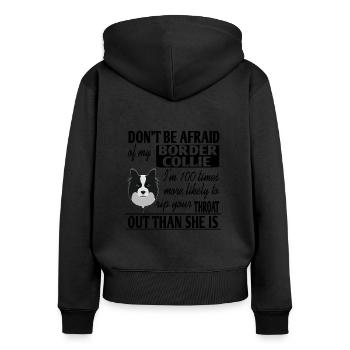 Border Collie - Sweat à capuche zippé Premium bio Femme - noir - Dos - Julia (174cm)