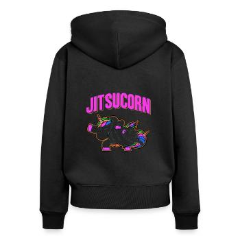 Jujutsu - Frauen Premium Bio Zip Hoodie - Schwarz - Hinten - Julia (174cm)