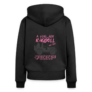 Ragdoll-Katze - Frauen Premium Bio Zip Hoodie - Schwarz - Hinten - Julia (174cm)