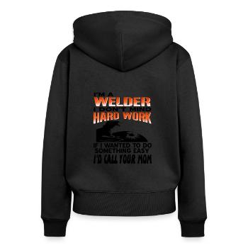 welder - Women's Premium Organic Zip Hoodie - black - Back - Julia (174cm)
