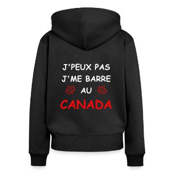 J'peux pas j'me barre au canada - Sweat à capuche zippé Premium bio Femme - noir - Dos - Julia (174cm)