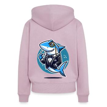 Edler Hai im Smoking-Vektor-Design - Frauen Premium Bio Zip Hoodie - Altrosa - Hinten - Julia (174cm)