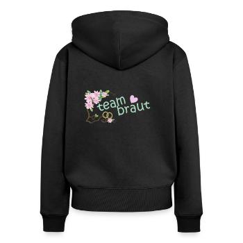 mariée d'équipe - Sweat à capuche zippé Premium bio Femme - noir - Dos - Julia (174cm)