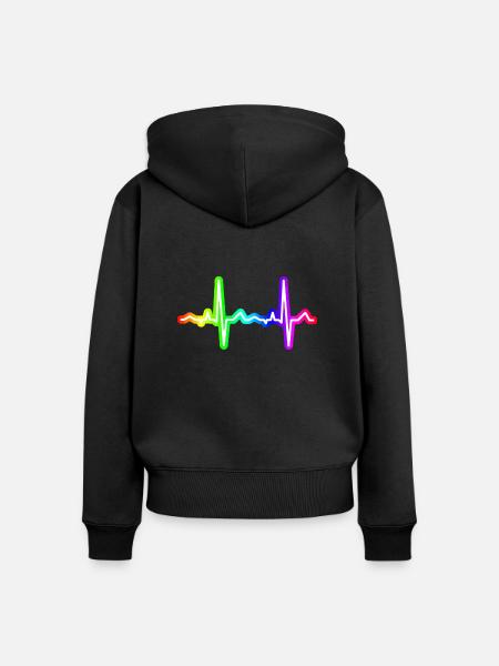 Love is Love Ekg - Frauen Premium Bio Zip Hoodie - Schwarz