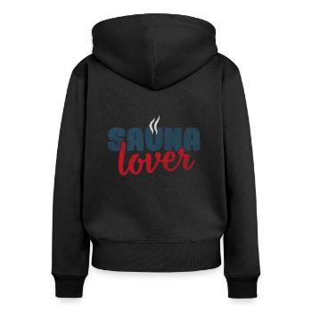 Sauna lover Spa Banja Hamam Geschenk Saunahaus - Frauen Premium Bio Zip Hoodie - Schwarz - Hinten - Julia (174cm)