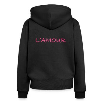 L'amour - Frauen Premium Bio Zip Hoodie - Schwarz - Hinten - Julia (174cm)