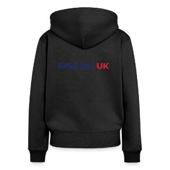 Rise Up, UK - Women's Premium Organic Zip Hoodie - black - Back - Julia (174cm)