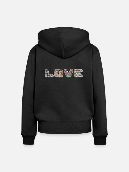 Love - Frauen Premium Bio Zip Hoodie - Schwarz