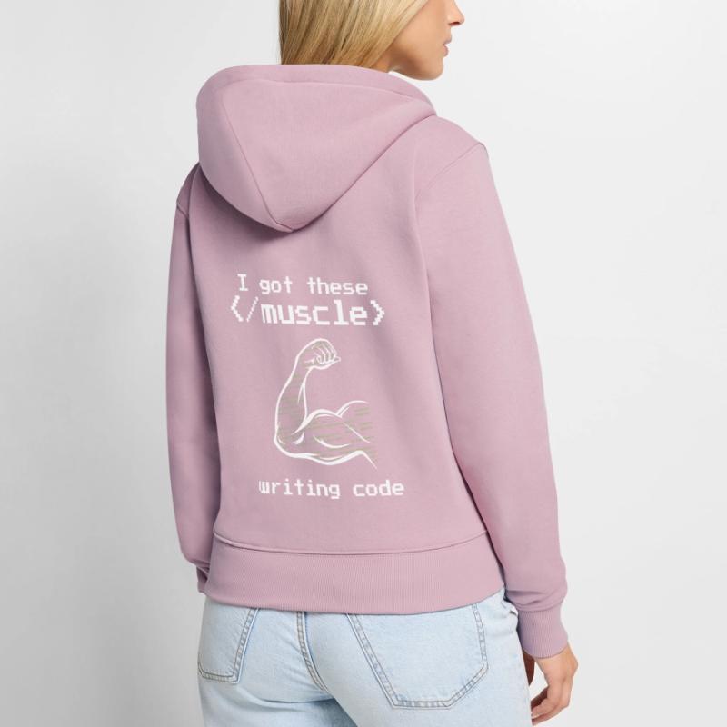 I got these muscle writing code programmer coder Frauen Premium Bio Zip Hoodie