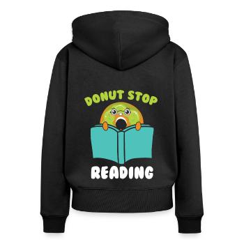 Mon livre sent mieux que votre tablette - Sweat à capuche zippé Premium bio Femme - noir - Dos - Julia (174cm)