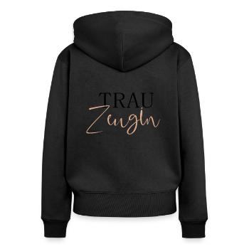 Trauzeugin - Frauen Premium Bio Zip Hoodie - Schwarz - Hinten - Julia (174cm)