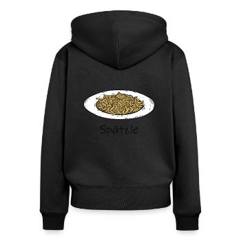 Spätzle Geschenk Schwaben Schwobe Schwabenland - Frauen Premium Bio Zip Hoodie - Schwarz - Hinten - Julia (174cm)