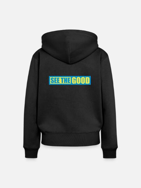 see the good Zitat - Frauen Premium Bio Zip Hoodie - Schwarz
