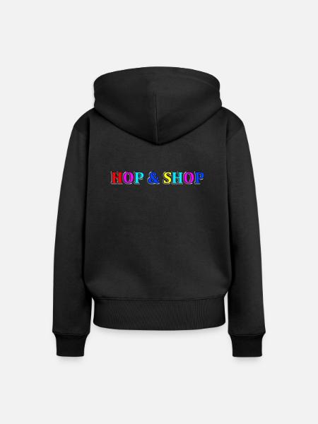 Hüpfen und Einkaufen - Frauen Premium Bio Zip Hoodie - Schwarz