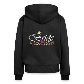 Braut/Bride - Junggesellenabschied - Frauen Premium Bio Zip Hoodie - Schwarz - Hinten - Julia (174cm)