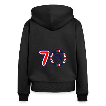 The Queens Platinum Jubilee 2022 | UK - Women's Premium Organic Zip Hoodie - black - Back - Julia (174cm)