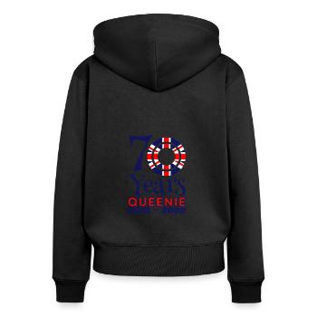 The Queens Platinum Jubilee 2022 | UK - Women's Premium Organic Zip Hoodie - black - Back - Julia (174cm)