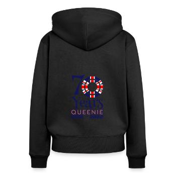 The Queens Platinum Jubilee 2022 | UK - Women's Premium Organic Zip Hoodie - black - Back - Julia (174cm)