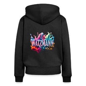 Berg Watzmann - Modernes und Buntes Design - Frauen Premium Bio Zip Hoodie - Schwarz - Hinten - Julia (174cm)