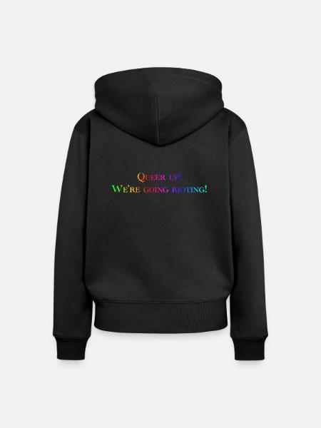 Queer Up - Frauen Premium Bio Zip Hoodie - Schwarz