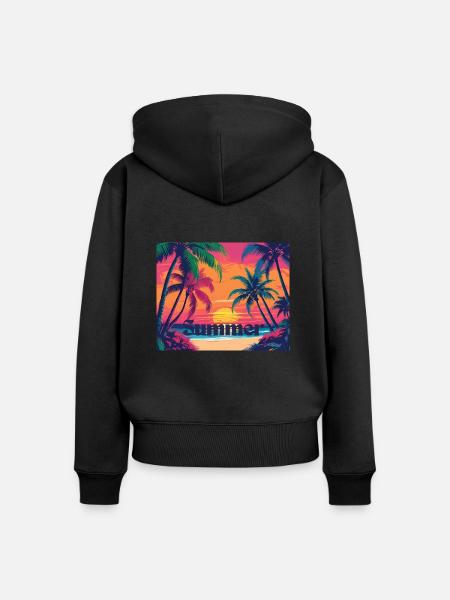 Summer - Frauen Premium Bio Zip Hoodie - Schwarz