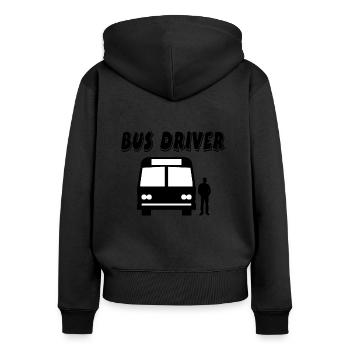 Bus - Frauen Premium Bio Zip Hoodie - Schwarz - Hinten - Julia (174cm)