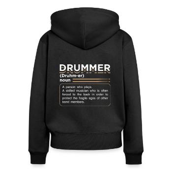 Définition du batteur Cadeau de batteur - Sweat à capuche zippé Premium bio Femme - noir - Dos - Julia (174cm)