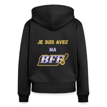 Je suis avec ma BFF ! - Sweat à capuche zippé Premium bio Femme - noir - Dos - Julia (174cm)